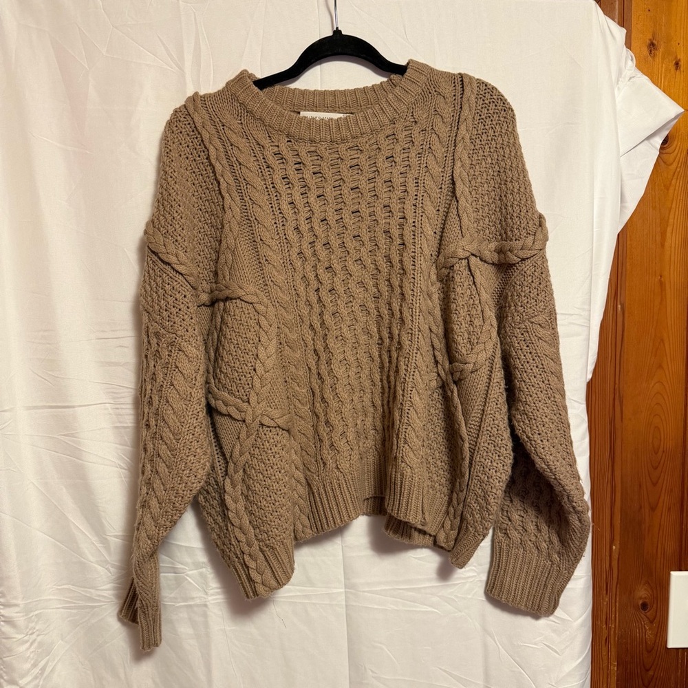 Altar'd State Taupe Cable Knit Sweater